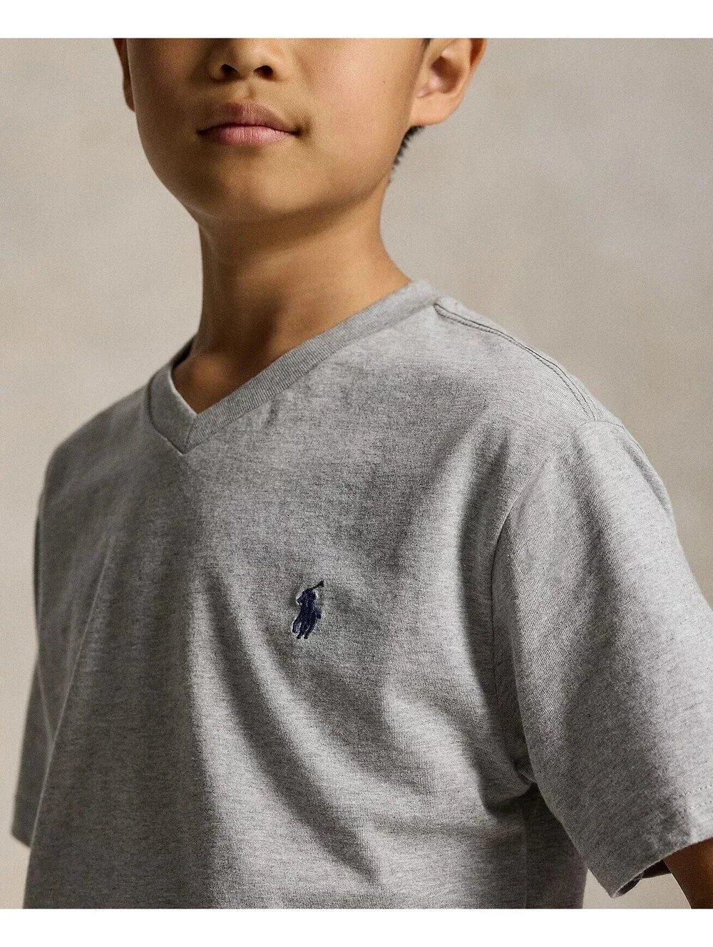 Polo Ralph Lauren Big Boys Cotton Jersey V-Neck T-Shirt - Andover Heather Gray
